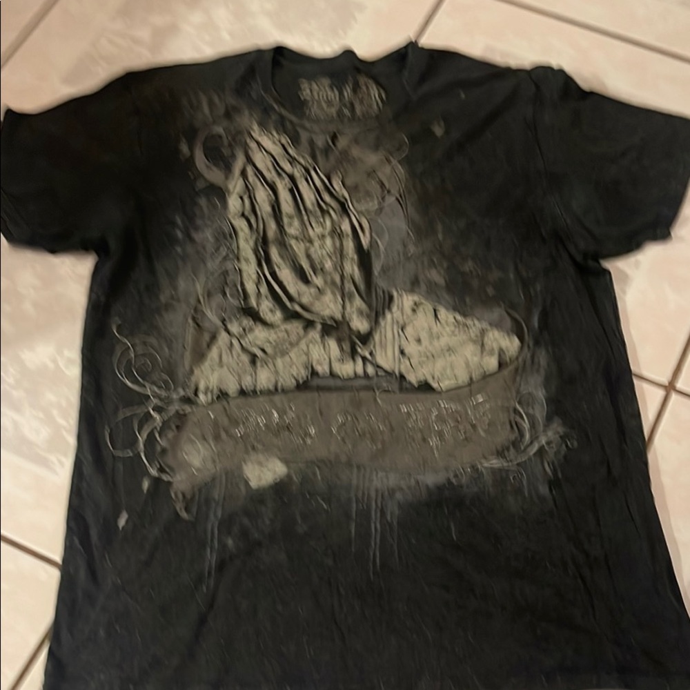 Ring of Fire Black Short Sleeve Tee with Vintage Design